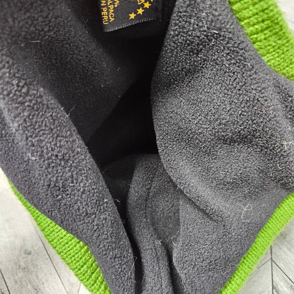 Alpaca Chullo Beanie Green Toddler Kids 100% Wool - Picture 4 of 6